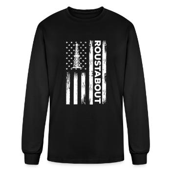 Drapeau des États-Unis Roustabout Plate-forme pétrolière américaine - T-shirt à manches longues Homme - noir - Devant