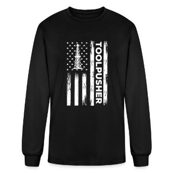 USA Flag Toolpusher Plate-forme pétrolière américaine - T-shirt à manches longues Homme - noir - Devant