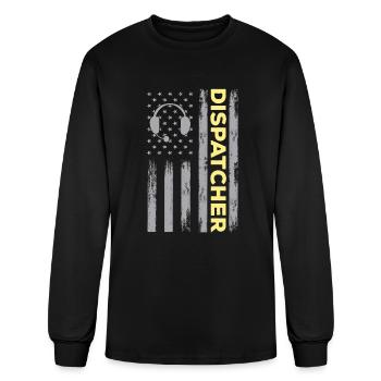 USA Flag Dispatcher 911 Emergency Calls - Men's Long Sleeve T-Shirt - black - Front