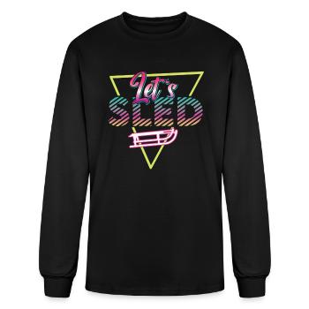 80s Let's Sled Retro Sledding Outfit - Men's Long Sleeve T-Shirt - black - Front