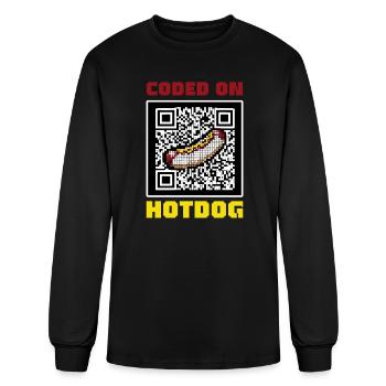 Pixel Art Coded On Hotdog QR Code - Men's Long Sleeve T-Shirt - black - Front