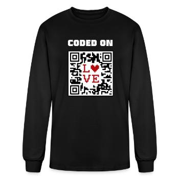 QR Code Heart Coded On Love - Men's Long Sleeve T-Shirt - black - Front