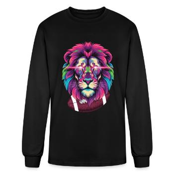 Funny Lion Football Fan - Men's Long Sleeve T-Shirt - black - Front