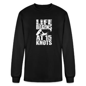 Life begins at 15 knots - kite - Men's Long Sleeve T-Shirt - black - Front