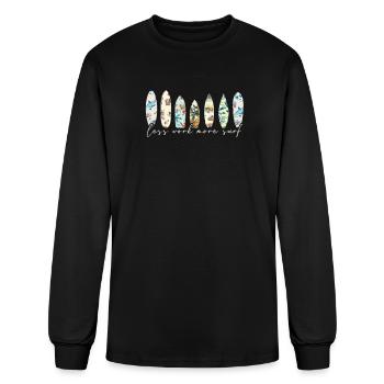 Less work More surf - kite surfing - Men's Long Sleeve T-Shirt - black - Front
