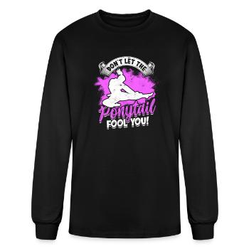 Don't let the ponytail fool you - taekwondo girl - Men's Long Sleeve T-Shirt - black - Front