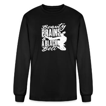 Beauty brains and a black belt - black belt - Men's Long Sleeve T-Shirt - black - Front