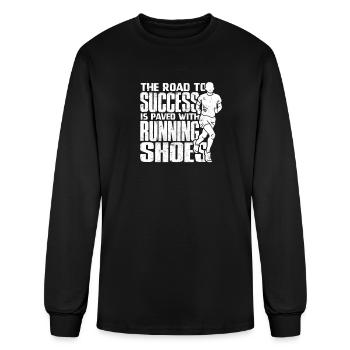 The road to success is paved with running shoes - - Men's Long Sleeve T-Shirt - black - Front