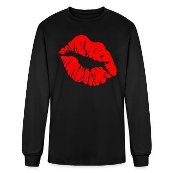 💋❤️Red Luscious Kissy Lips-Kiss Kiss - Men's Long Sleeve T-Shirt - black - Front