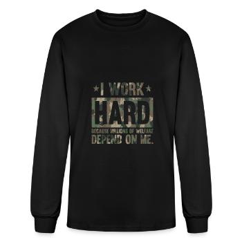 I Work Hard Because Millions On Camo Military Army - Men's Long Sleeve T-Shirt - black - Front