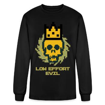 Low Effort Evil Pixel Skull Crown Retro Game Humor - Men's Long Sleeve T-Shirt - black - Front