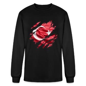Drapeau turc à l’intérieur - T-shirt à manches longues Homme - noir - Devant