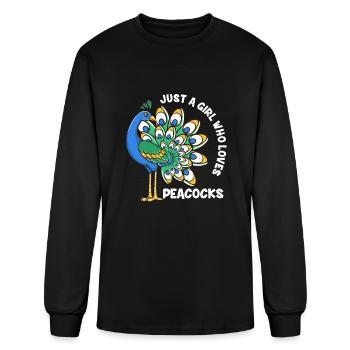 Just a Girl Who Loves Peacocks Funny Peacock - Men's Long Sleeve T-Shirt - black - Front