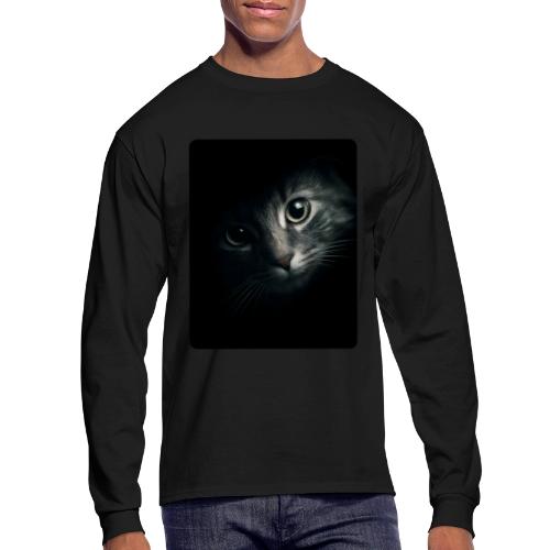 Cat Face in Shadow Close-Up Design - Men's Long Sleeve T-Shirt