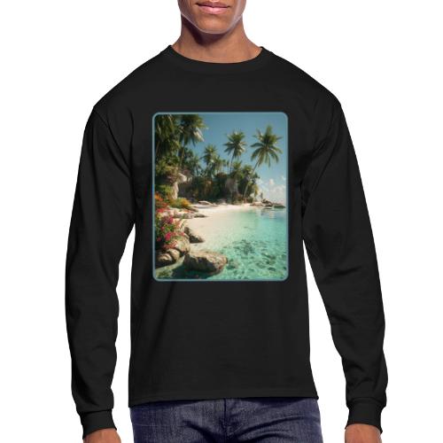 Serene Tropical Beach Floral Design - Men's Long Sleeve T-Shirt
