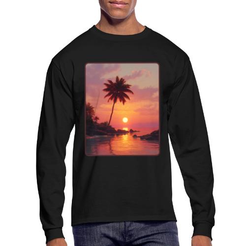 Tropical Beach Sunset Palm Design - Men's Long Sleeve T-Shirt