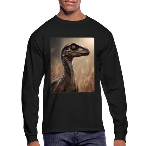 Velociraptor Feathered Portrait Design - Men's Long Sleeve T-Shirt
