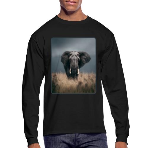 Majestic African Elephant Portrait Design - Men's Long Sleeve T-Shirt