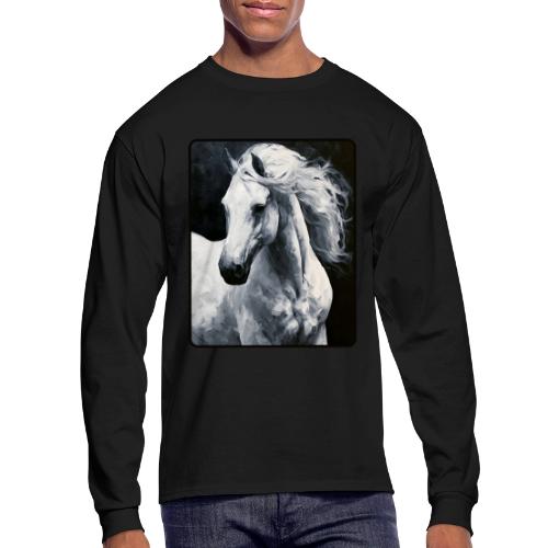 White Horse Oil Painting Design - Men's Long Sleeve T-Shirt