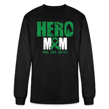 Hero Mom- Spinal Cord Injuries Awareness Ribbon - Men's Long Sleeve T-Shirt - black - Front