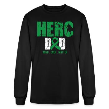 Hero Dad- Spinal Cord Injuries Awareness Ribbon - Men's Long Sleeve T-Shirt - black - Front