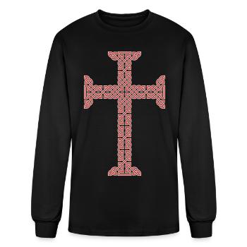 Templar Style St George Celtic Cross - Men's Long Sleeve T-Shirt - black - Front