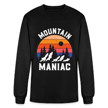 Vintage Sunset Mountain Maniac - Hiking - Men's Long Sleeve T-Shirt - black - Front