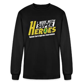 Heroes- Spinal Cord Injuries Awareness Ribbon Tee - Men's Long Sleeve T-Shirt - black - Front