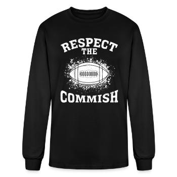 Fantasy football saying Respect the Commish - Men's Long Sleeve T-Shirt - black - Front