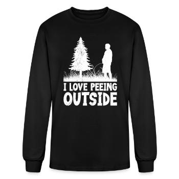 I love peeing outside funny Hiking lover Climber - Men's Long Sleeve T-Shirt - black - Front