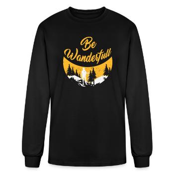 Wanderlust Be Wanderfull Mountain Fan Hiking - Men's Long Sleeve T-Shirt - black - Front