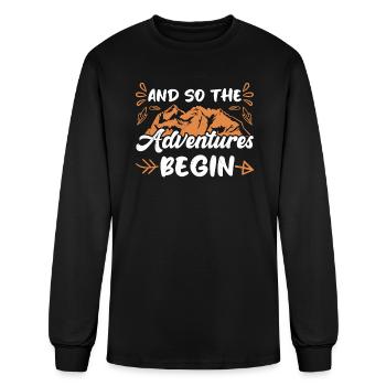 And so the Adventure begins Wanderlust Hiking - Men's Long Sleeve T-Shirt - black - Front