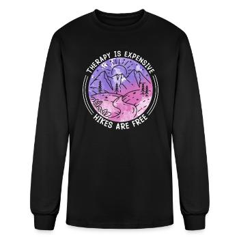 Hikes are free Therapy is expensive Mountains - Men's Long Sleeve T-Shirt - black - Front