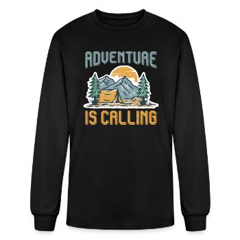 Adventure is calling Mountain lover Hiking - Men's Long Sleeve T-Shirt - black - Front