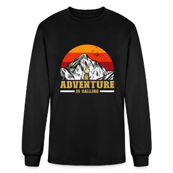 Adventure is Calling hiker Mountaineer Climber - Men's Long Sleeve T-Shirt - black - Front
