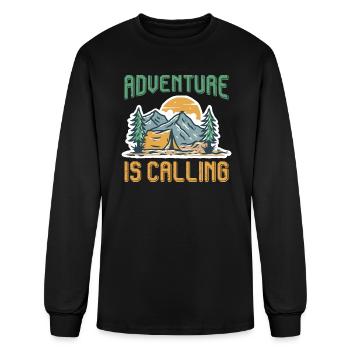 Adventure is calling Mountain lover Hiking - Men's Long Sleeve T-Shirt - black - Front