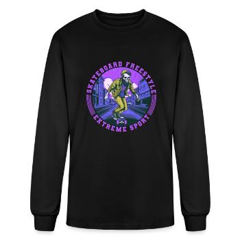 Skull Skeleton Skateboard Skater Gift Idea - Men's Long Sleeve T-Shirt - black - Front