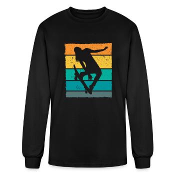 Retro Skater Girl Skateboarder Skateboard - Men's Long Sleeve T-Shirt - black - Front