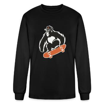 Skateboard Skateboarder Gorilla Monkey Animal - Men's Long Sleeve T-Shirt - black - Front