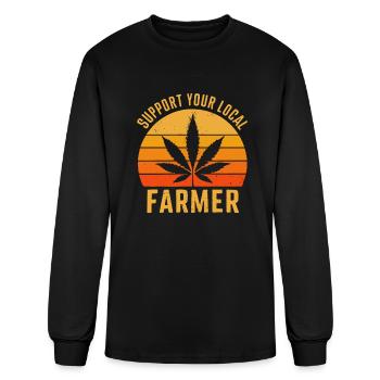 Support Your Local Farmer Retro Marijuana Cannabis - Men's Long Sleeve T-Shirt - black - Front