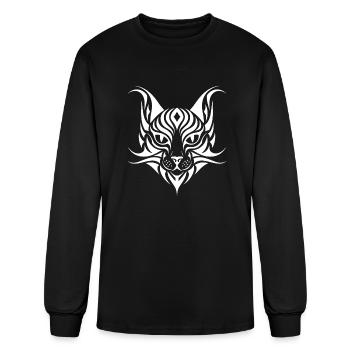 Cat Pet Tribal Tattoo - Men's Long Sleeve T-Shirt - black - Front
