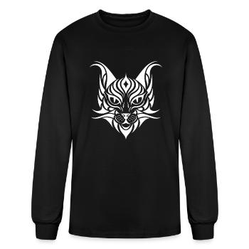 Cat Pet Tribal Tattoo - Men's Long Sleeve T-Shirt - black - Front