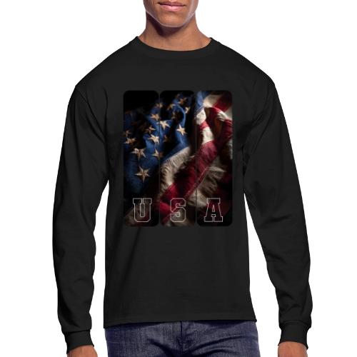 USA: Worn Stars and Stripes - Men's Long Sleeve T-Shirt