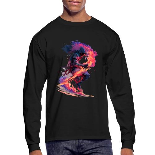 Flaming Ninja Warrior Fantasy Design - Men's Long Sleeve T-Shirt