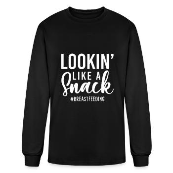 Lookin Like A Snack Breastfeeding Funny Mom - Men's Long Sleeve T-Shirt - black - Front