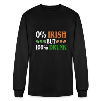 0 Percent Irish But 100 Percent Drunk Funny - Men's Long Sleeve T-Shirt - black - Front