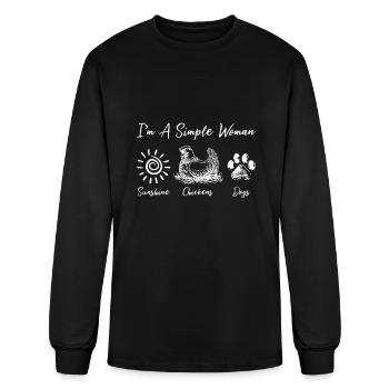 I'm A Simple Woman Sunshine Chickens Dogs - Men's Long Sleeve T-Shirt - black - Front
