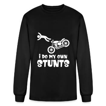 I Do My Own Stunts Funny Bike Stunt Saying - Men's Long Sleeve T-Shirt - black - Front