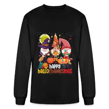 Happy Hallothanksmas Halloween Thanksgiving - Men's Long Sleeve T-Shirt - black - Front