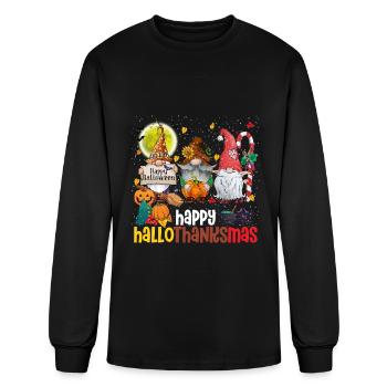 Happy Hallothanksmas Halloween Thanksgiving - Men's Long Sleeve T-Shirt - black - Front
